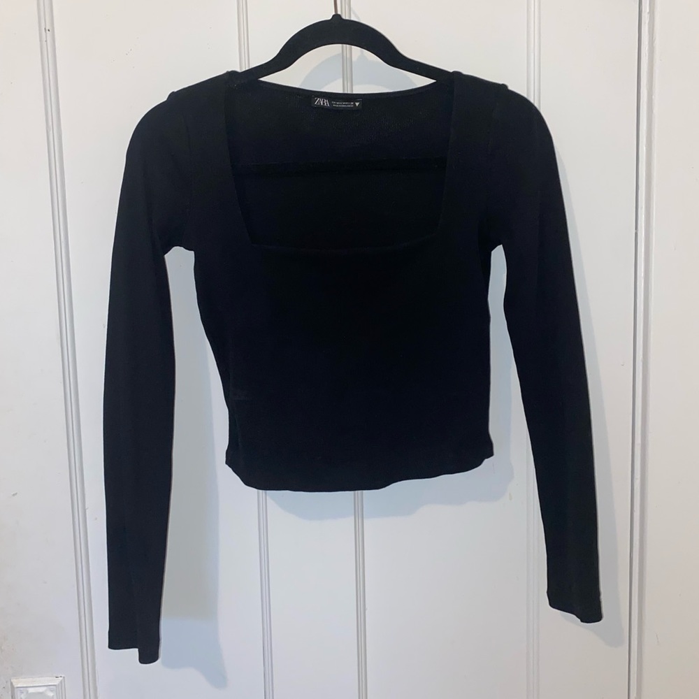 Black Square Neck Zara Long Sleeve